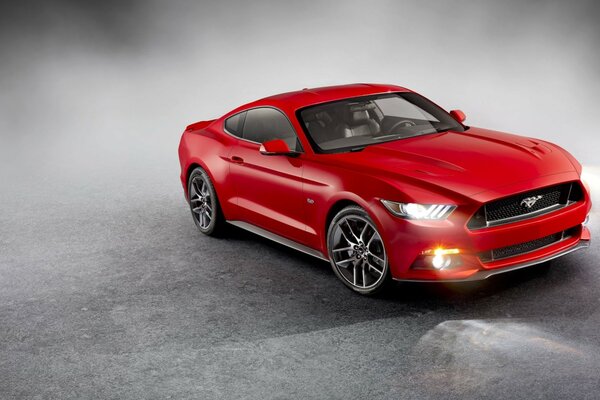 Red Mustang gt Ford, a powerful car