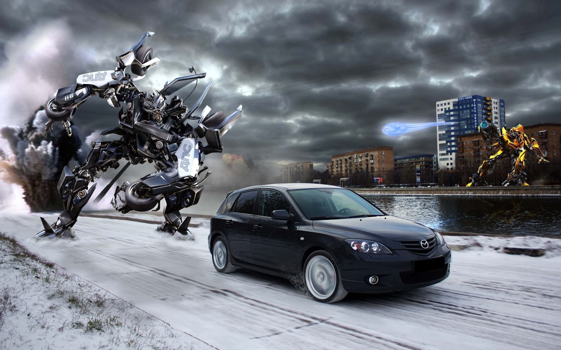 mazda roboty samochód 3d wysoki transformatory