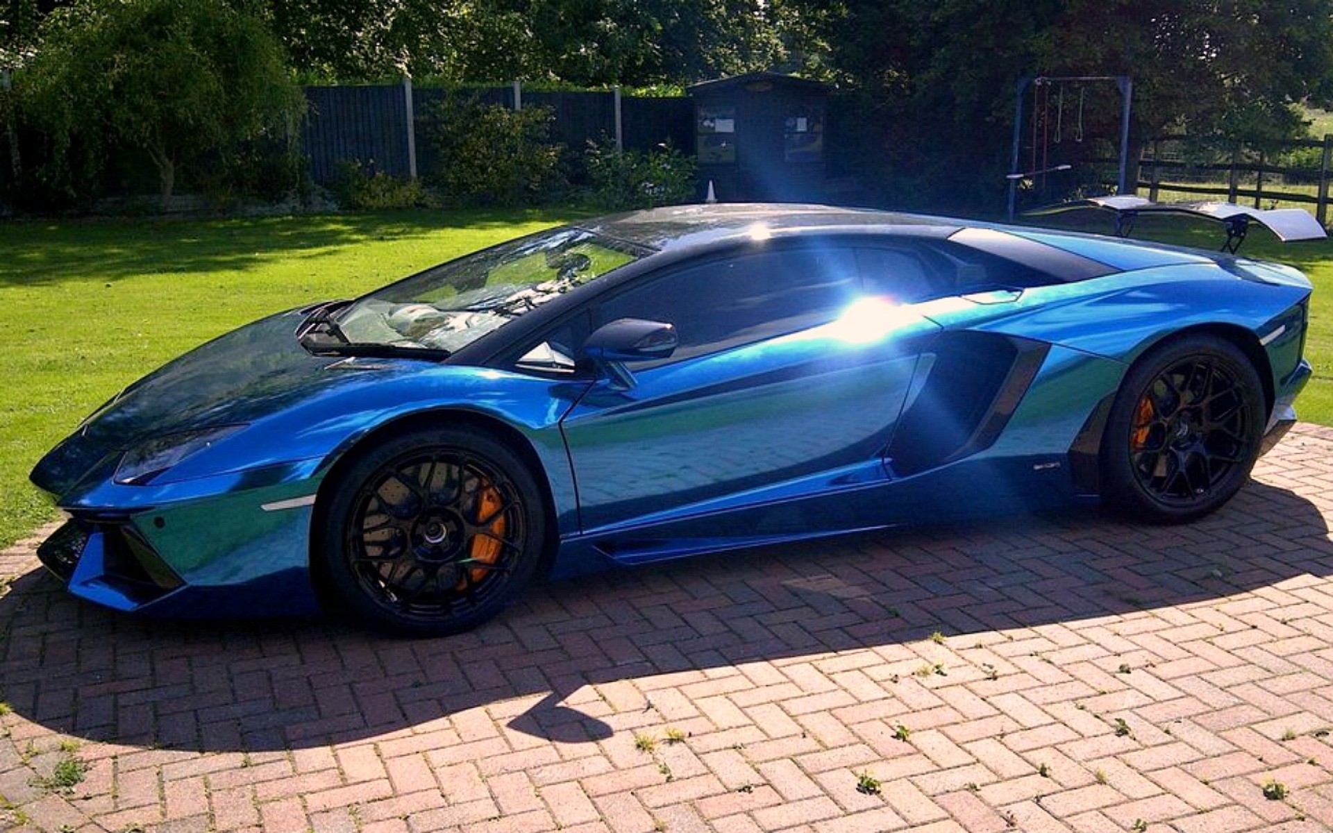 blue mirror lamborghini car