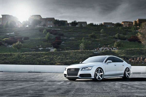 Audi car on a hill background