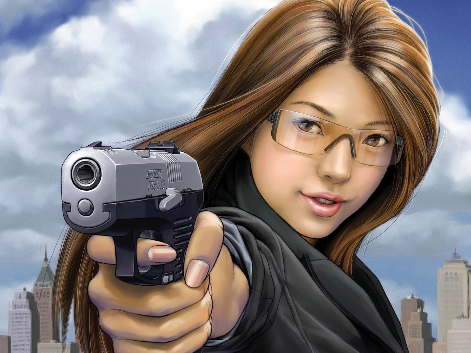 fille arme vue anime dessin