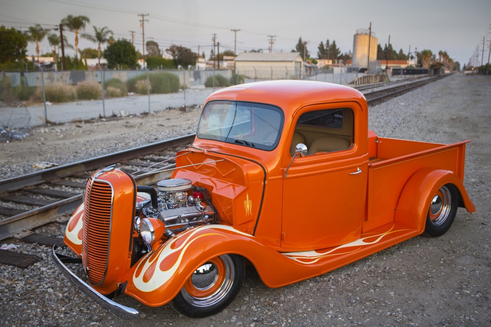 classic orange truck 1937