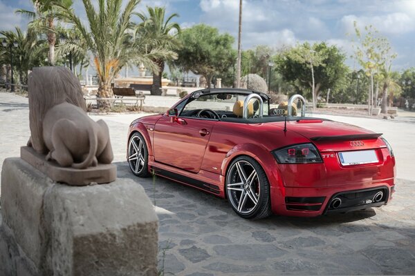 Audi TT sur fond de beau paysage