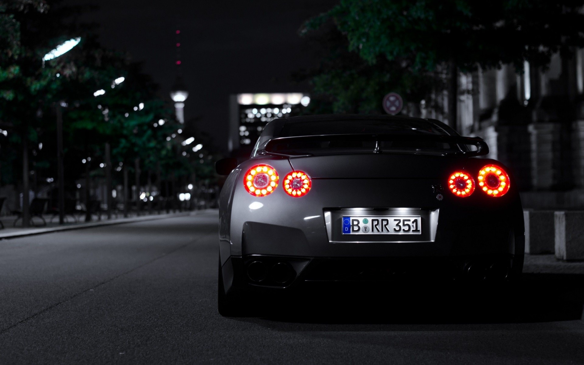 nissan rue nuit lampes ville sombre-