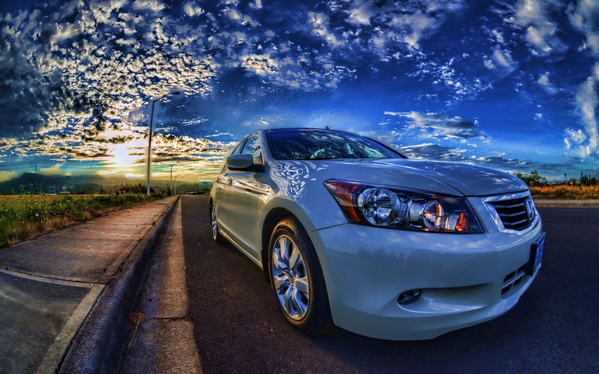 ky sunset road vehicles cloud 2010 blue white honda accord