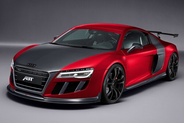 Red audi on a gray background