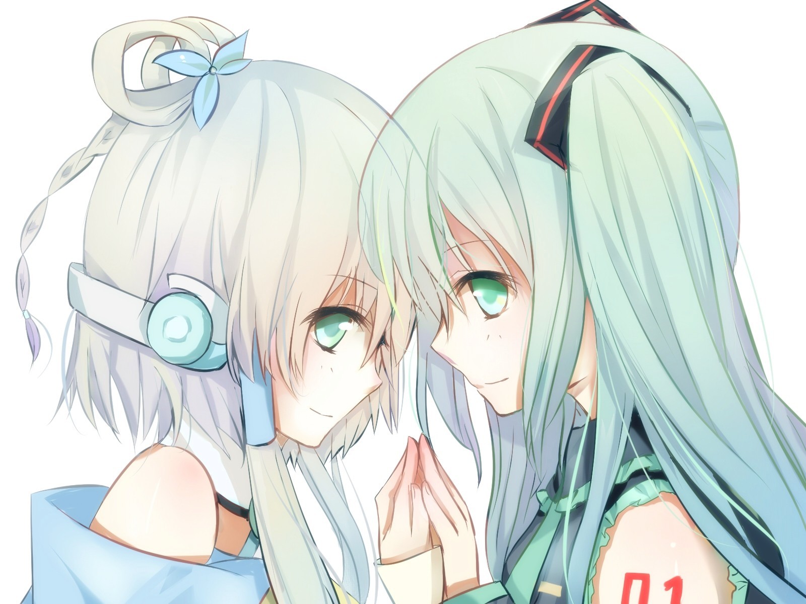 luo tianyi 2girls hatsune miku occhi verdi