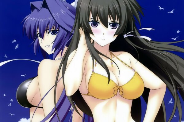 Anime. Two girls in bikinis