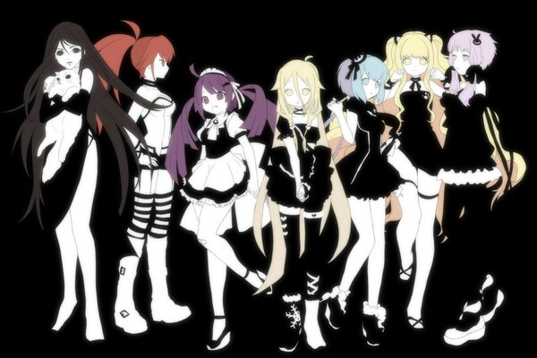 Anime. Girls in black and white