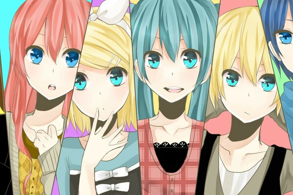 Collage avec six personnages d anime