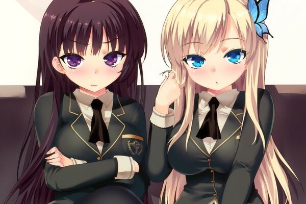 Two animated girls in suits