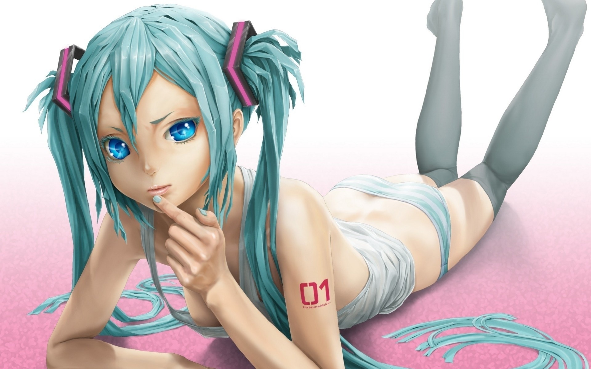 chica pantalones cortos ojos azules vocaloid hatsune miku