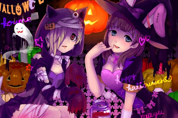 Dos chicas en Halloween