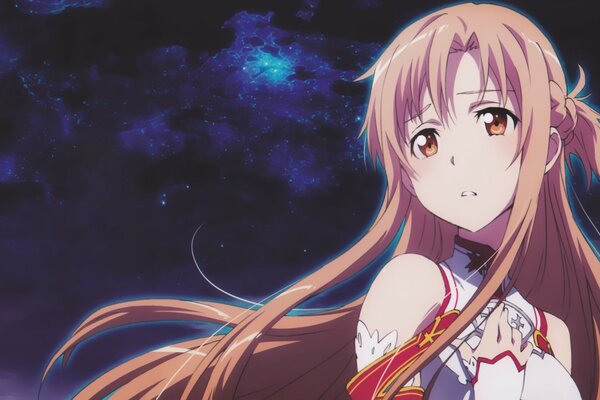 Anime. Yuki asuna auf dunklem Hintergrund