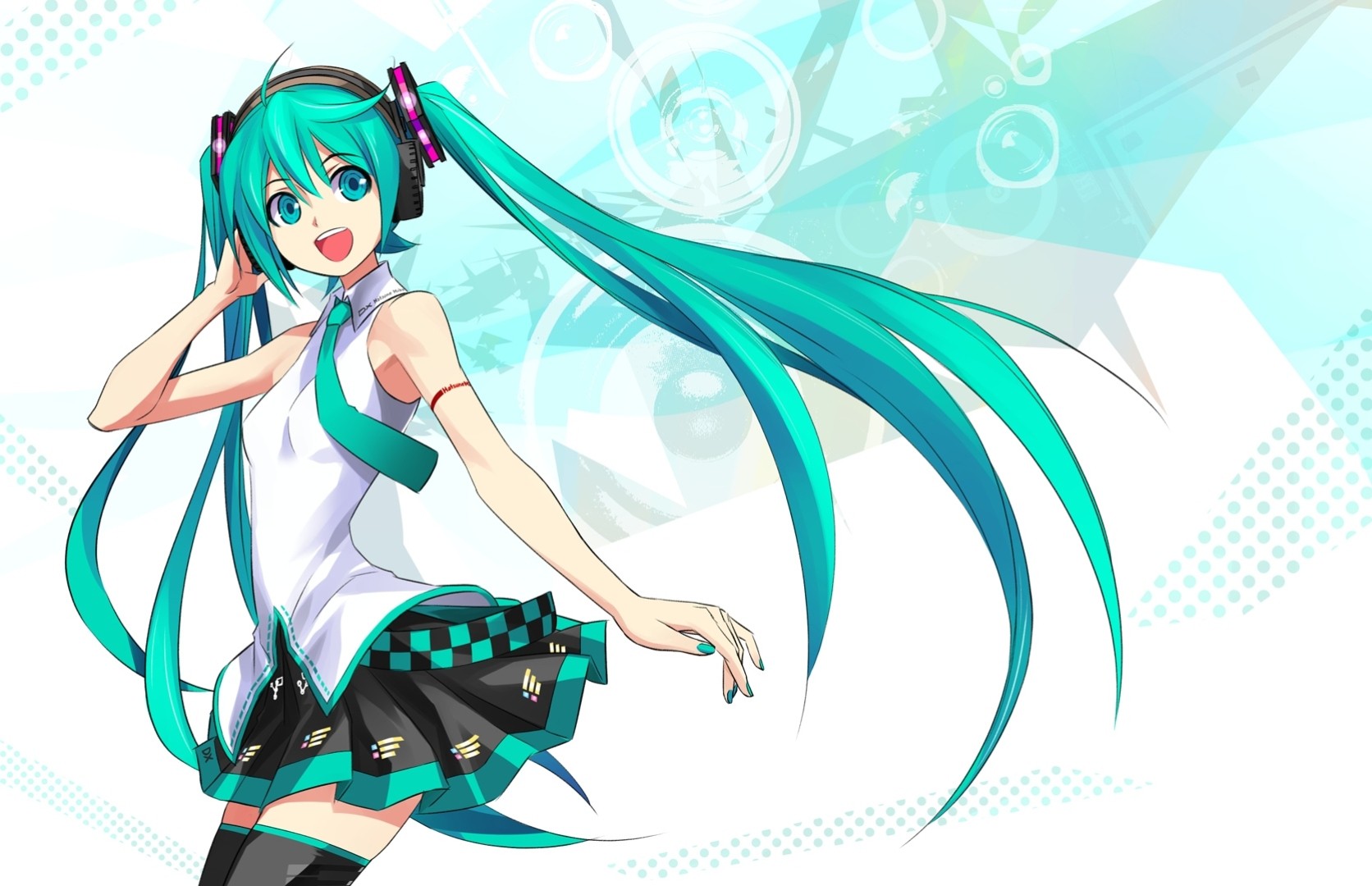 cheveux longs thighhighs hatsune miku