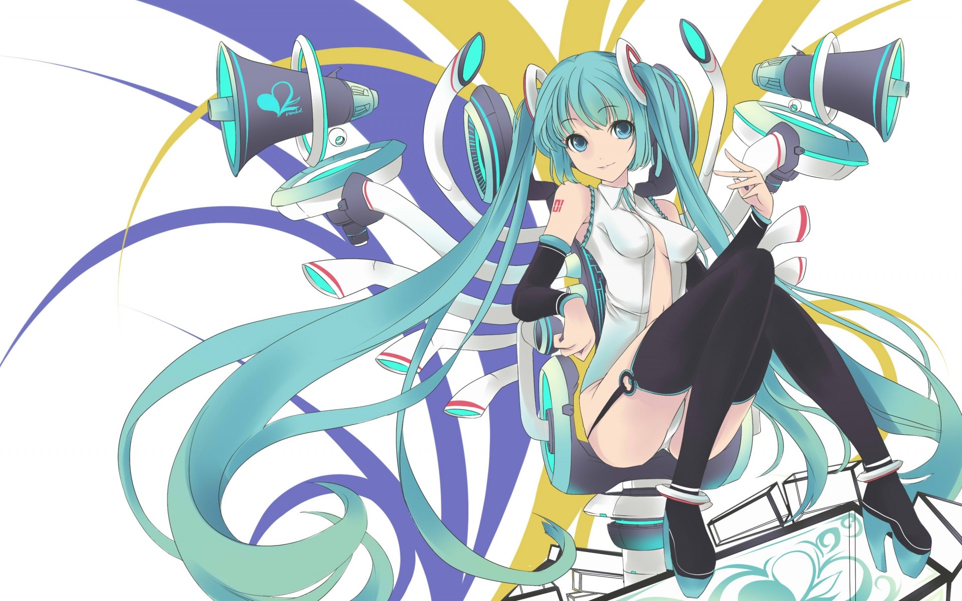 occhi azzurri capelli lunghi twintails hatsune miku capelli blu