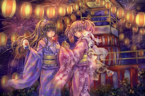 Akemi homura, kyuubee w Narodowej japońskiej odzieży kimono