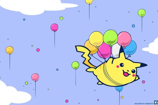 Pokemon pikachu with colorful balls