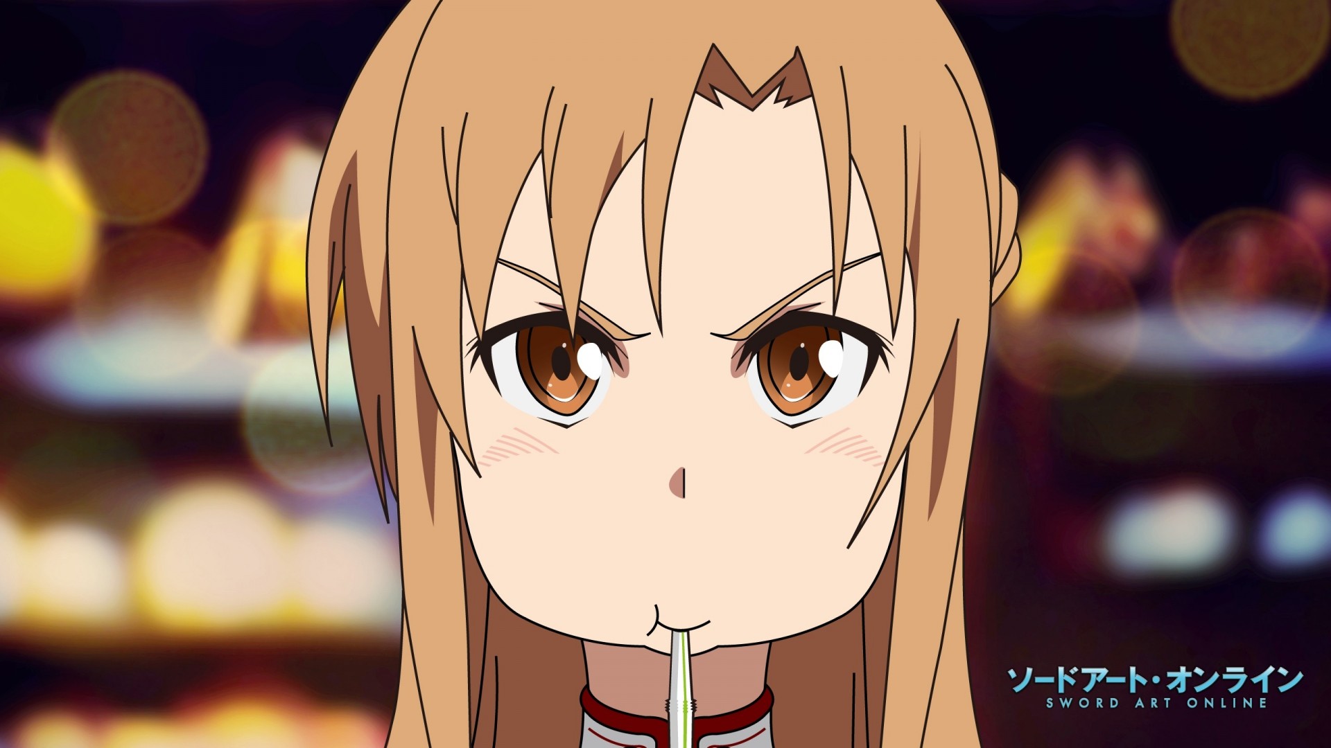 blush brown eyes long hair yuuki asuna brown hair