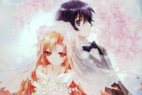 Matrimonio di coppia in stile anime