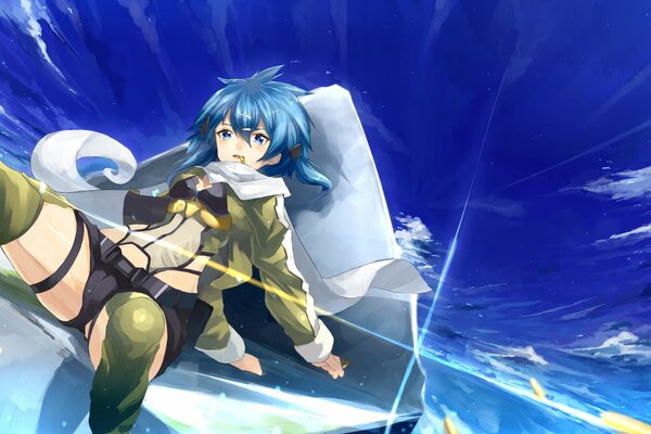 Shinon sao con el pelo azul