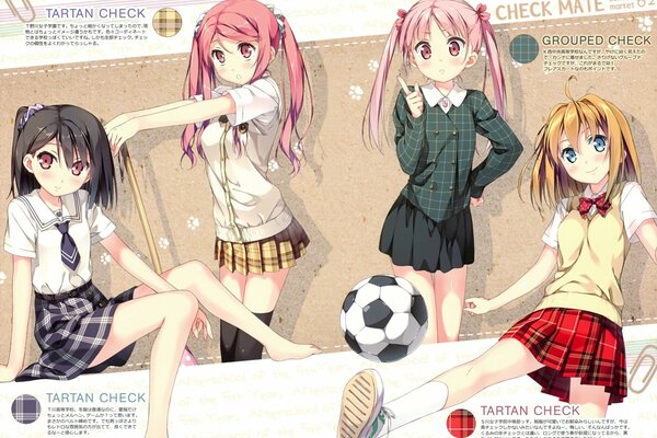 Four anime schoolgirls in a cage