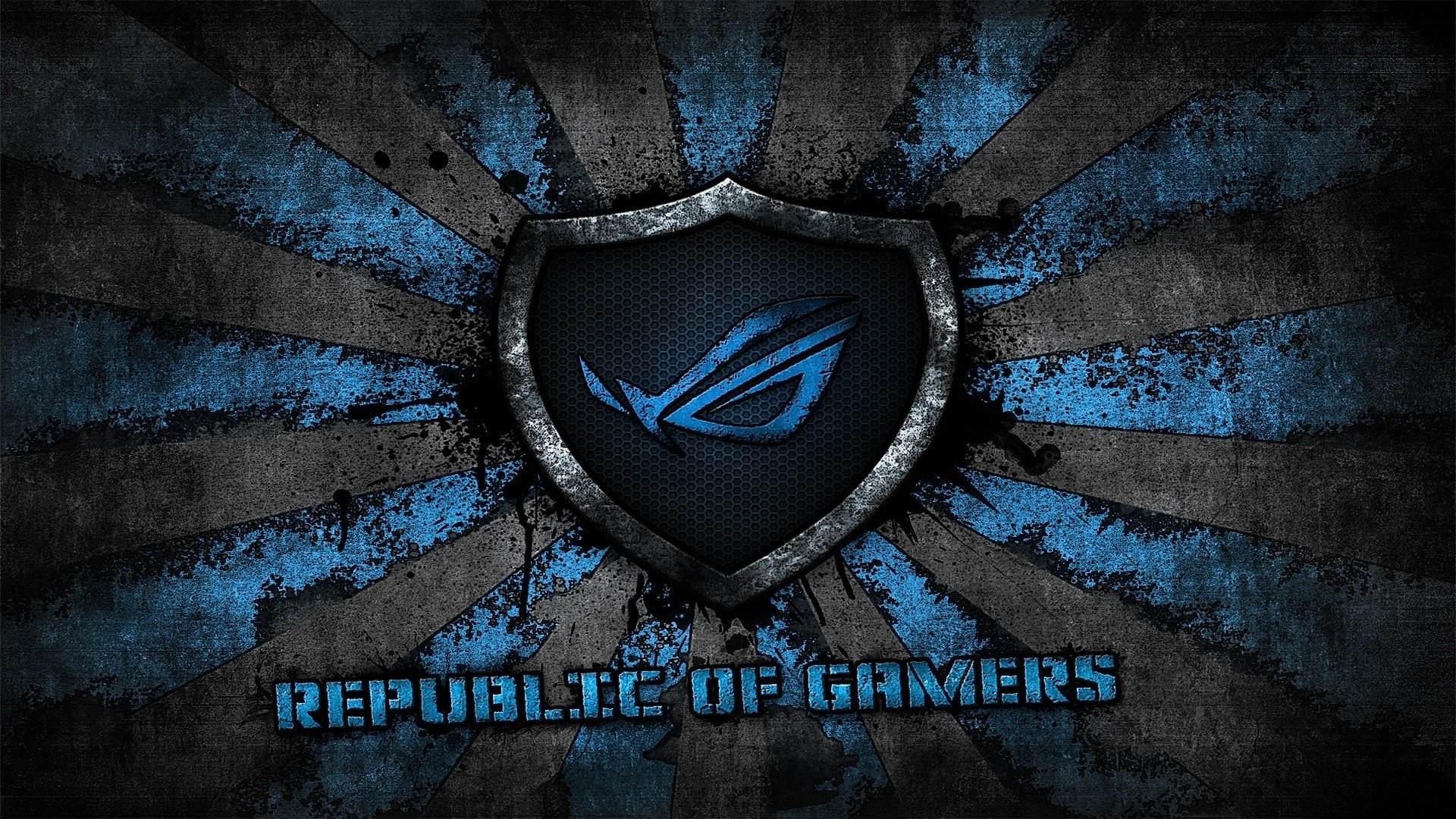 asus logo asus gamer république des joueurs marque bleu gris rog fond