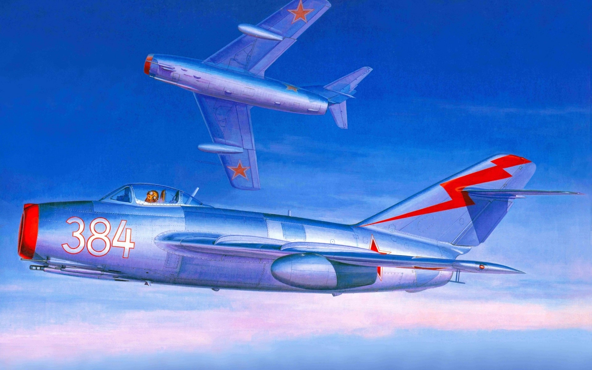 plane art fighter mig-15 mig-15 soviet