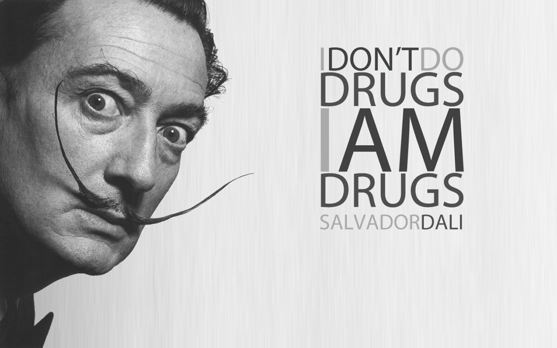 salvador dali longue moustache légende vue portrait inscription affiche b-b yeux visage moustache noir et blanc