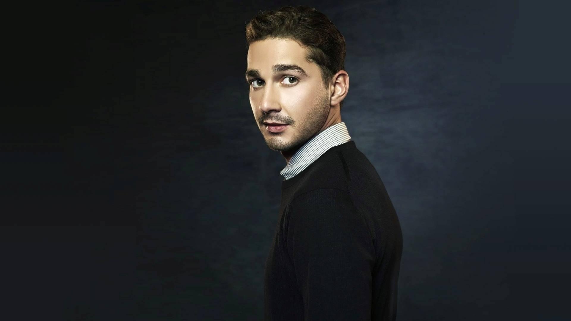 dark-haired shia labeouf actor portrait look actors eyes face mustache