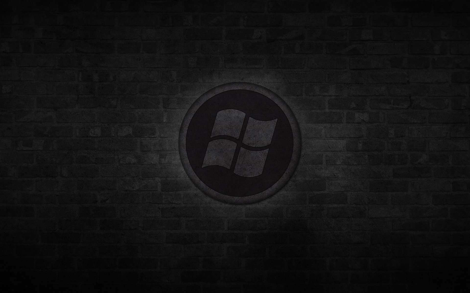 windows logo logo dark background circle black wall brick