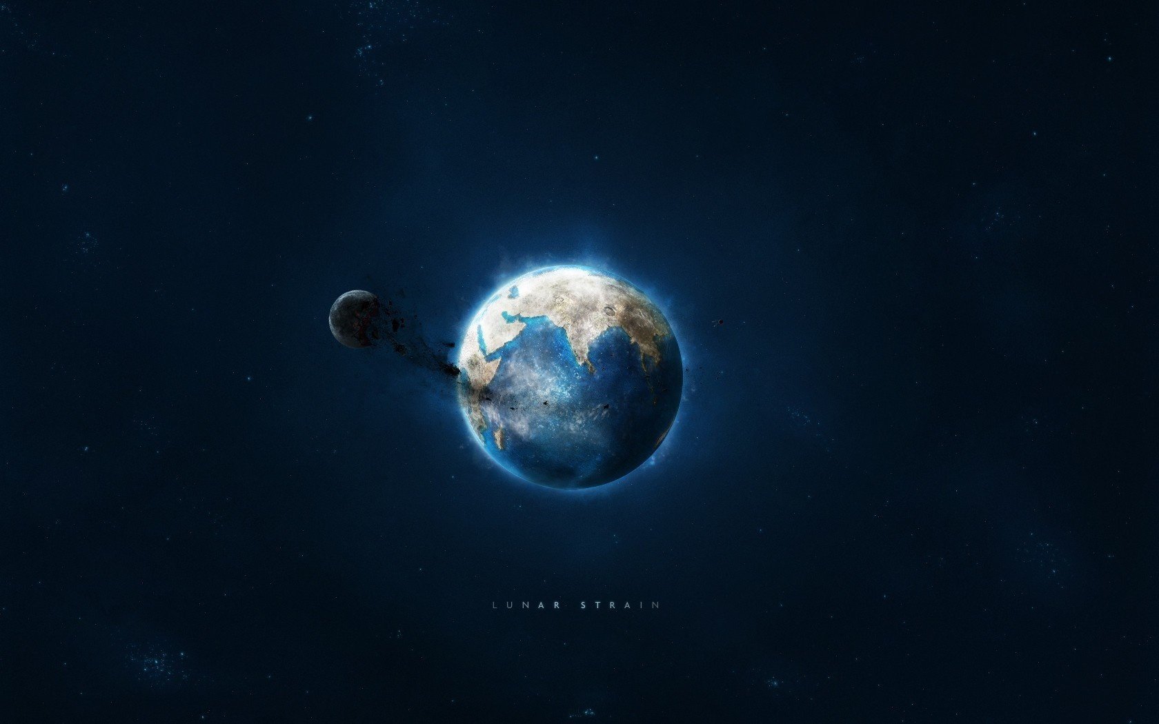 dark blue planet comet art anime