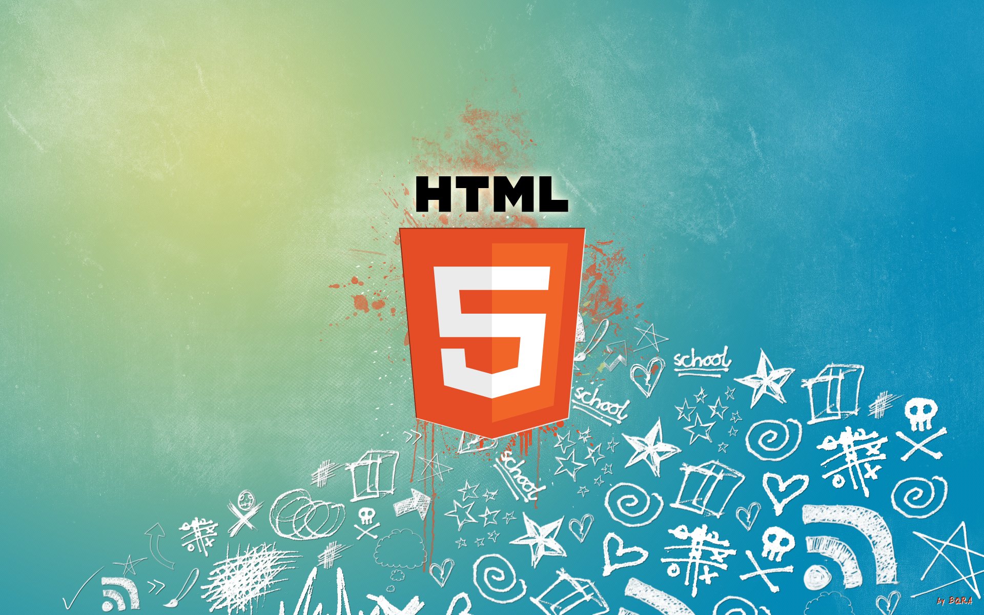 html5 html hyper text język znaczników logo web www plamy farba sieć internet