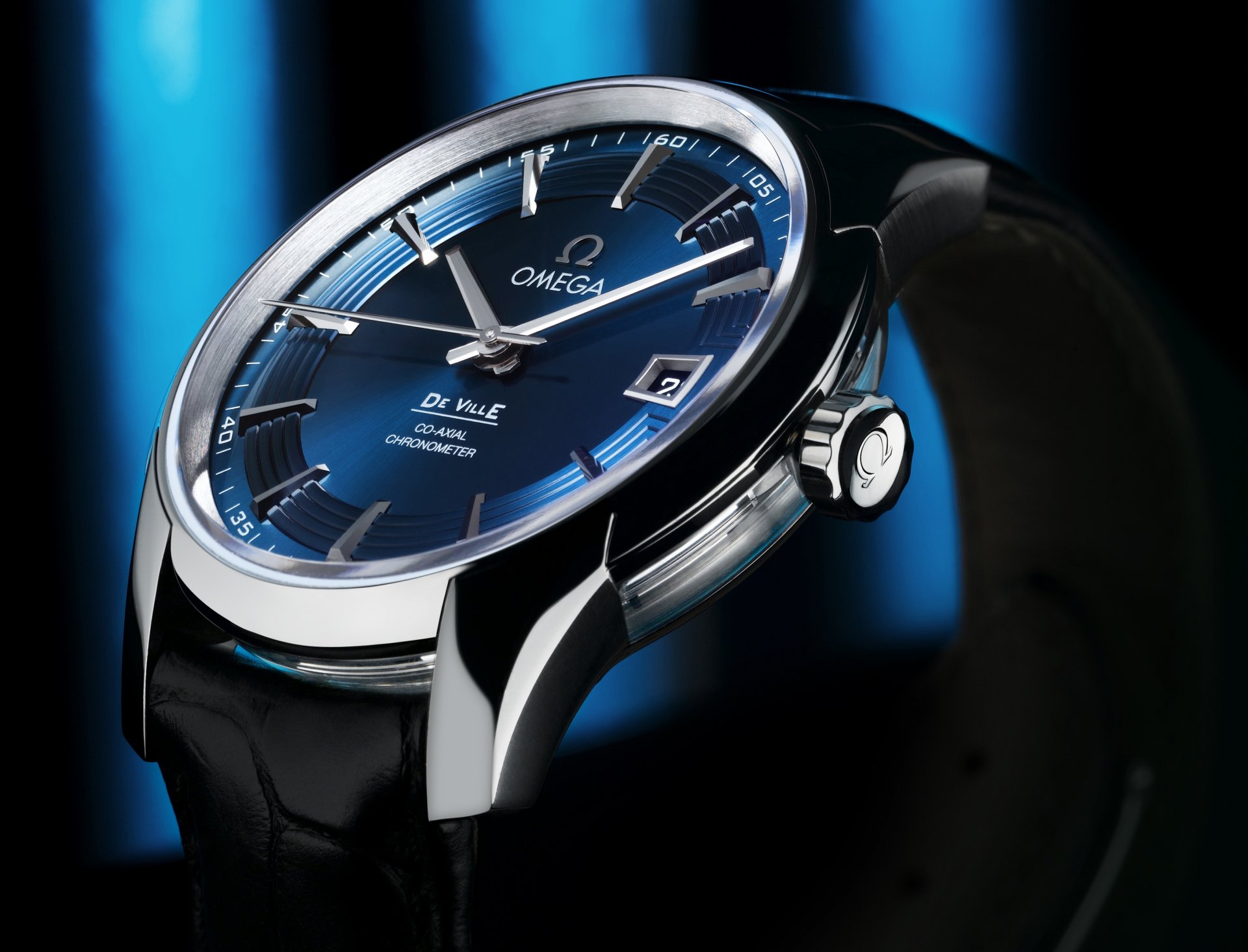 montres omega de ville hour vision bleu