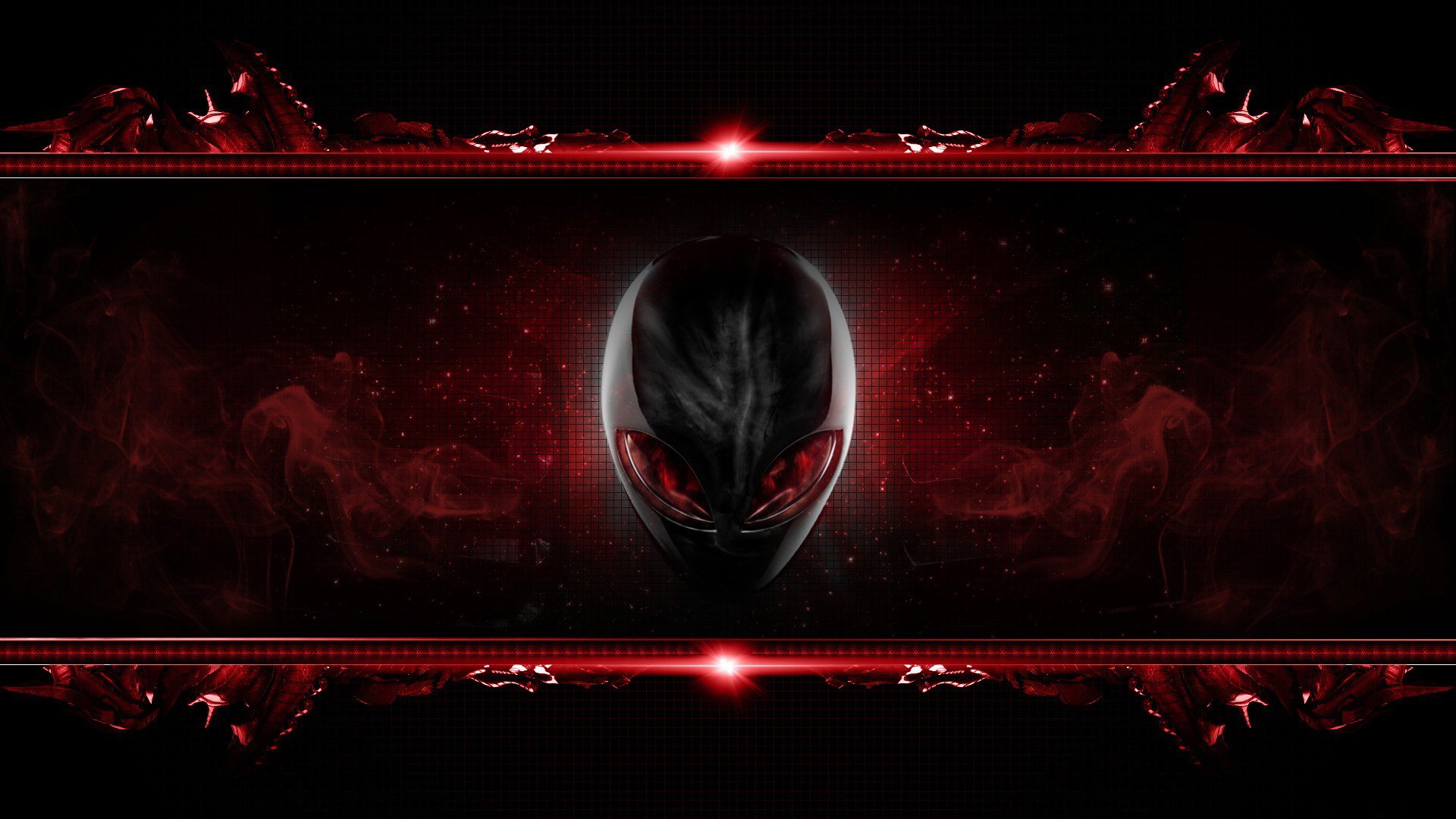 alienware brand head alien eyes red