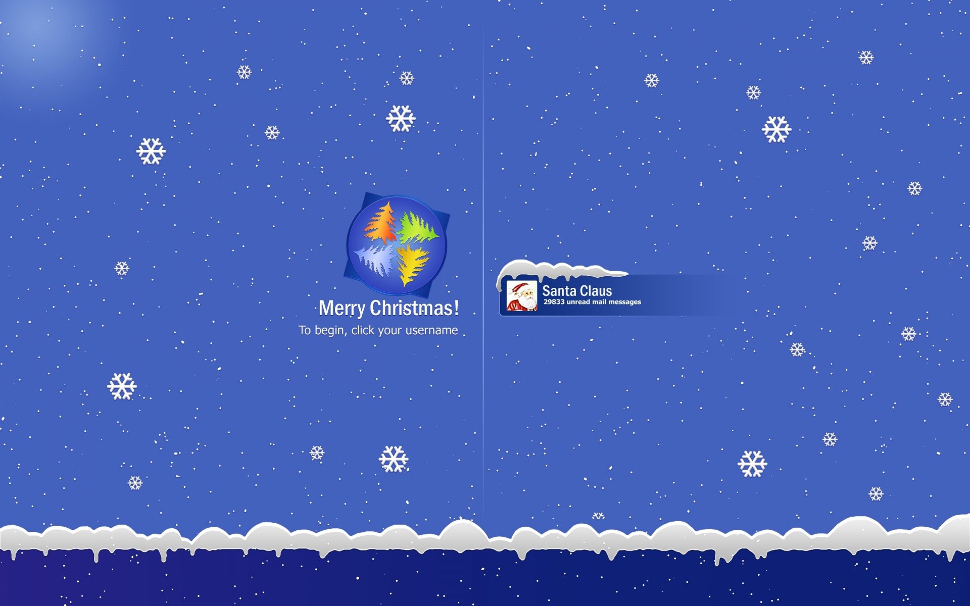 nuevo año navidad protector de pantalla logotipo nieve copos de nieve