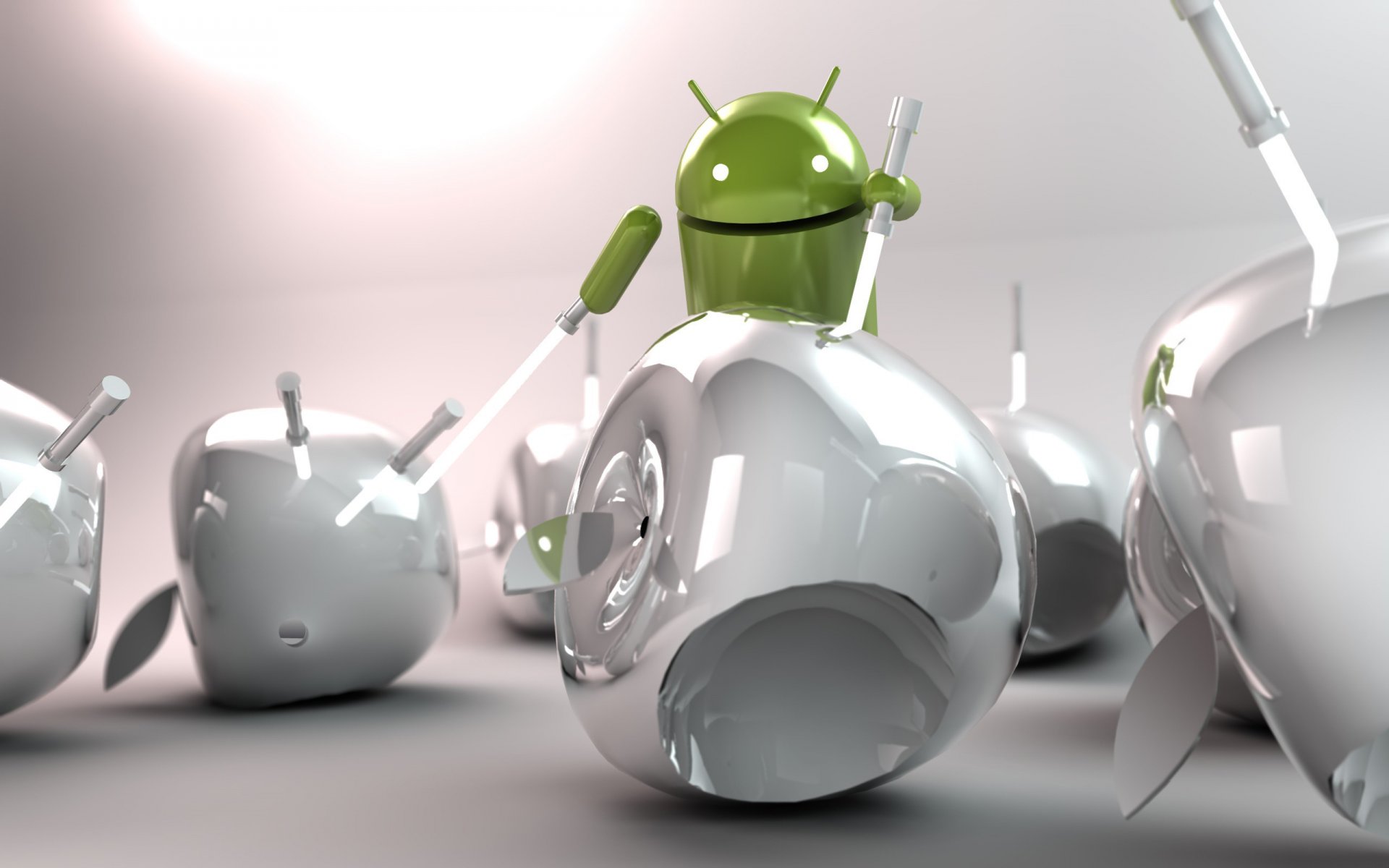 hi-tech android jabłko sztuka android miecze świetlne