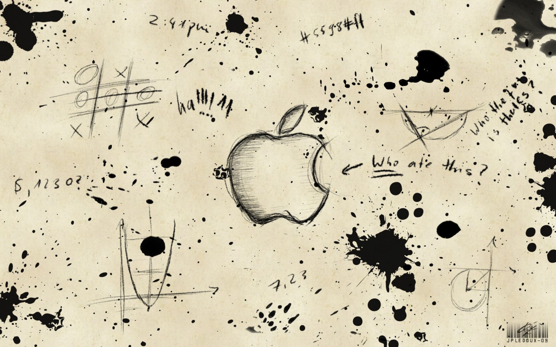 logo apple paper record blot