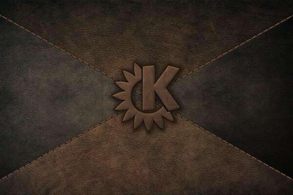 Logo in the form of a flower with the letter K on a leather product