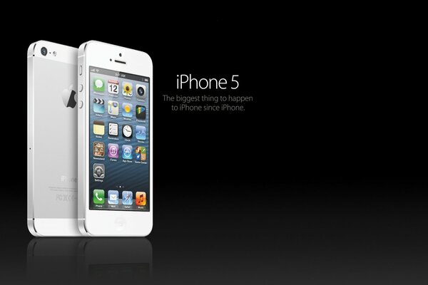 White Iphone 5 on a black background