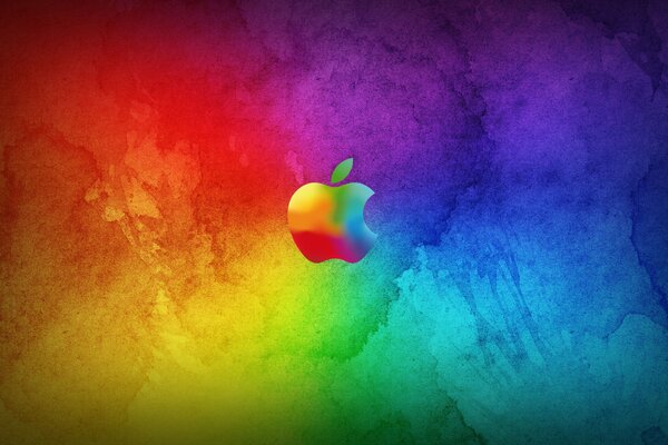 Logo Apple sur fond multicolore