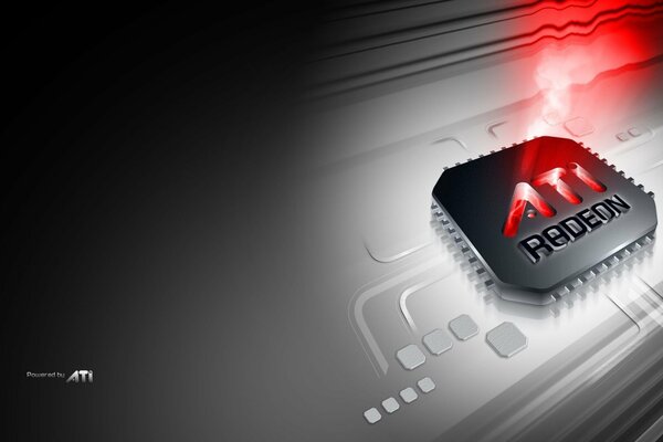 Tarjeta gráfica ATI radeon Chipset brilla en rojo