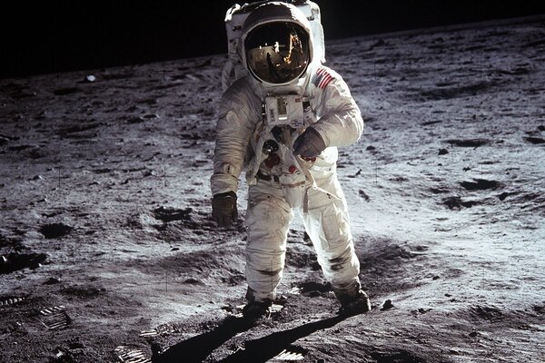 An astronaut on a mysterious lunar space