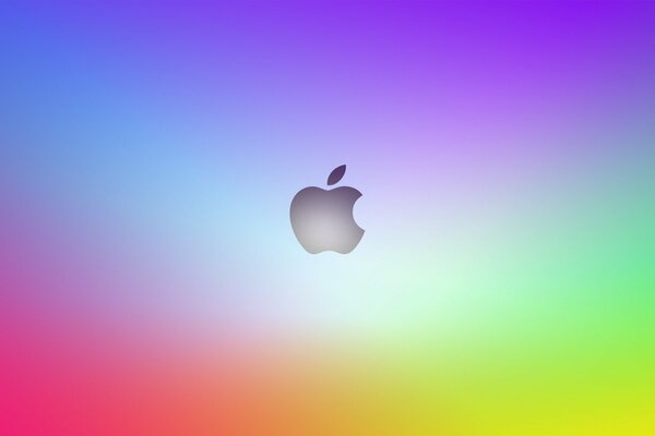 The APPLE logo is depicted on a multicolored background