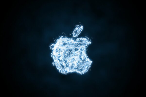 Apple logo made of blue fire texture