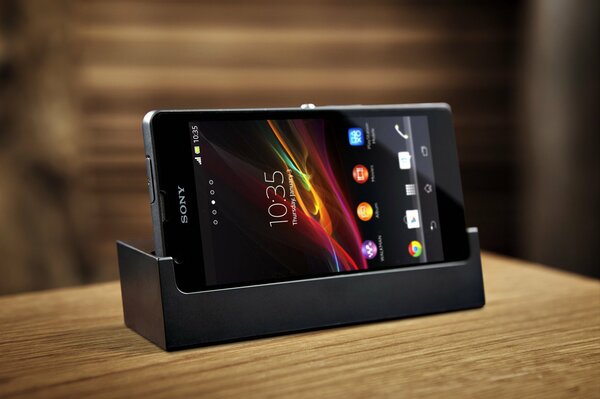 Sony Xperia mobile phone at the charging station