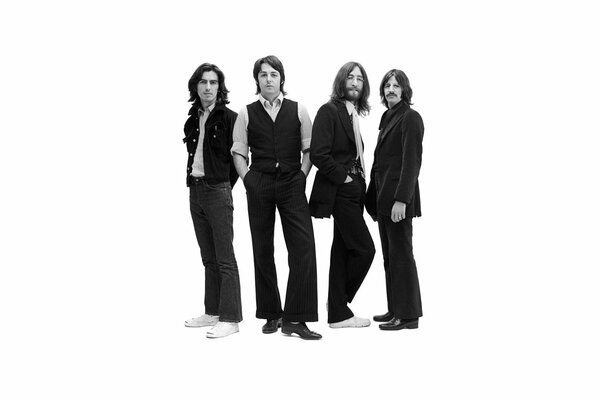 Quatuor Beatles photographie en noir et blanc