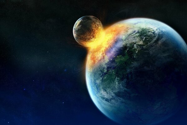 Огненное столкновение двух планет