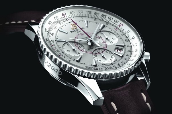 Breitling watch dial with dark strap