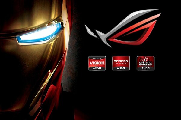 Máscara de Iron Man logo ASUS fondos de pantalla